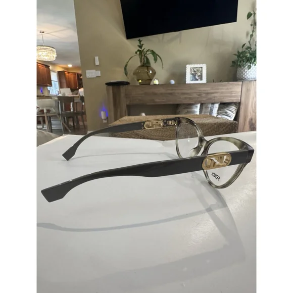 Fendi FE50026I 056 Eyeglasses Havana Cat-eye Olive Green